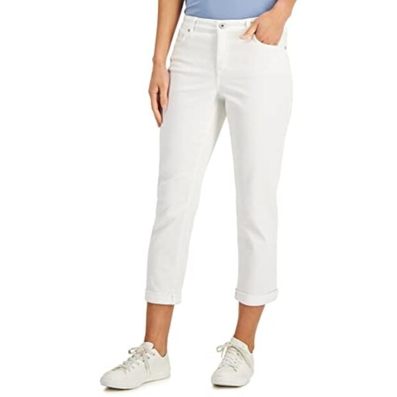 Style & Co Curvy Capri White Denim Jeans Ankle Length Cotton Casual Pants Size 4 - Picture 1 of 12